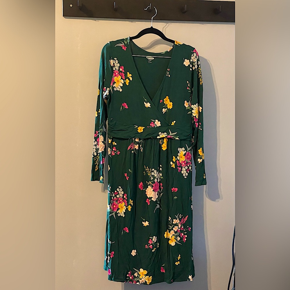 Old Navy Maternity Dress | Green Floral | Jersey | size L